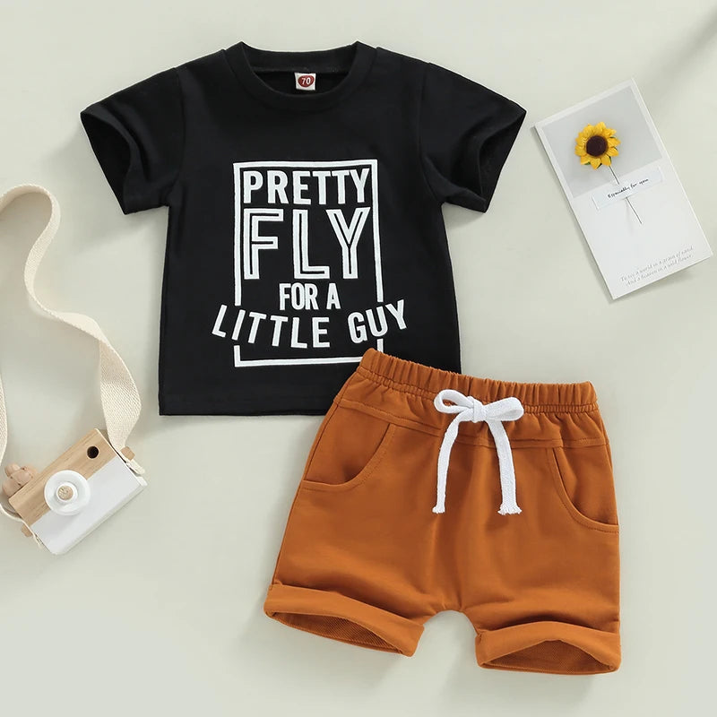 Lioraitiin 0-3Years Toddler Boys Girl 2Pcs Sets Short Sleeve Letter