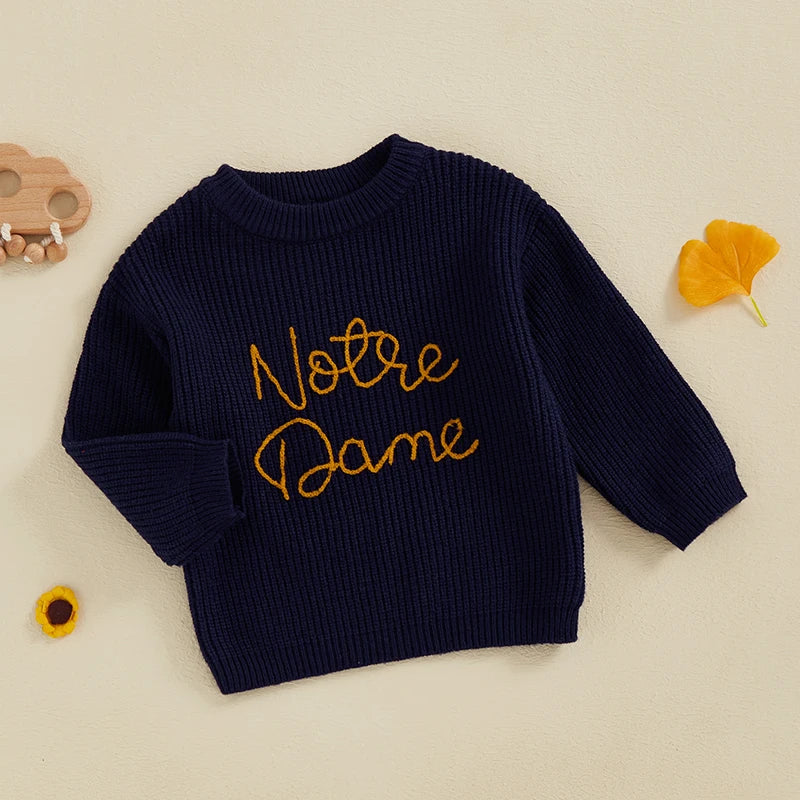 Lioraitiin 2 Colors Toddler Kids Baby Boys Sweater Letter Embroidery