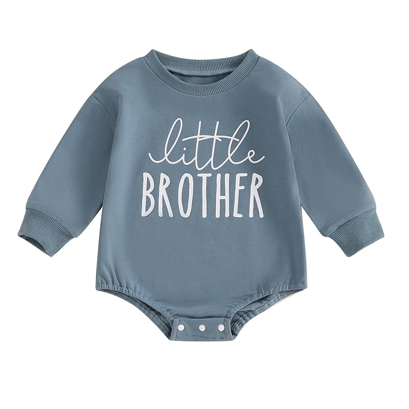 Lioraitiin Baby Boys Sweatshirts Rompers Letter Print Round Neck Long