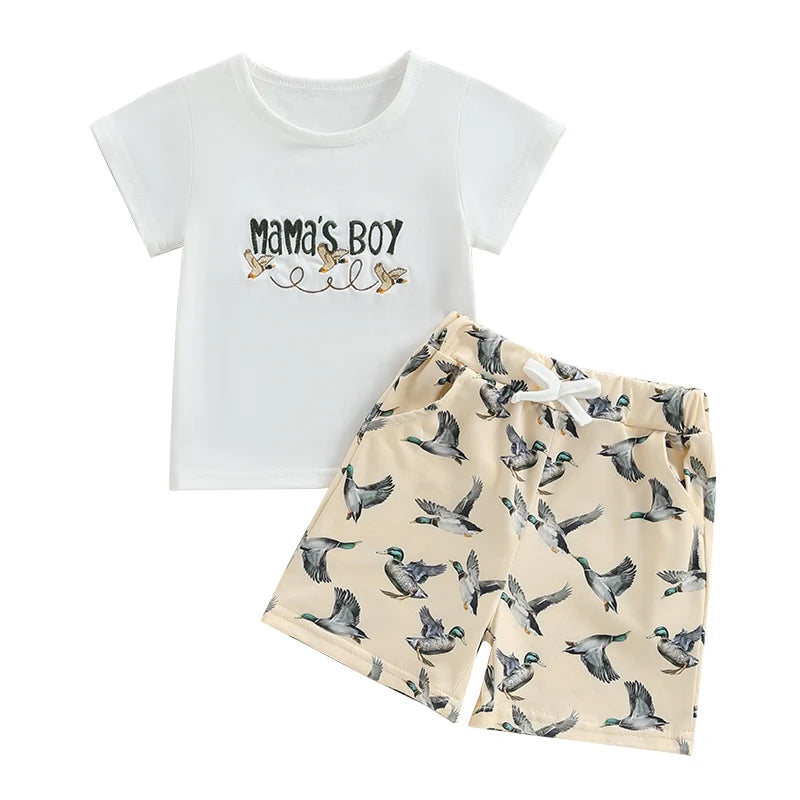 Lioraitiin Toddler Baby Boy Duck Outfit Short Sleeve T-shirts Elastic