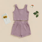 Lioraitiin 0-8Years Kid Girls 2Pcs Pants Suit Sleeveless Knitting