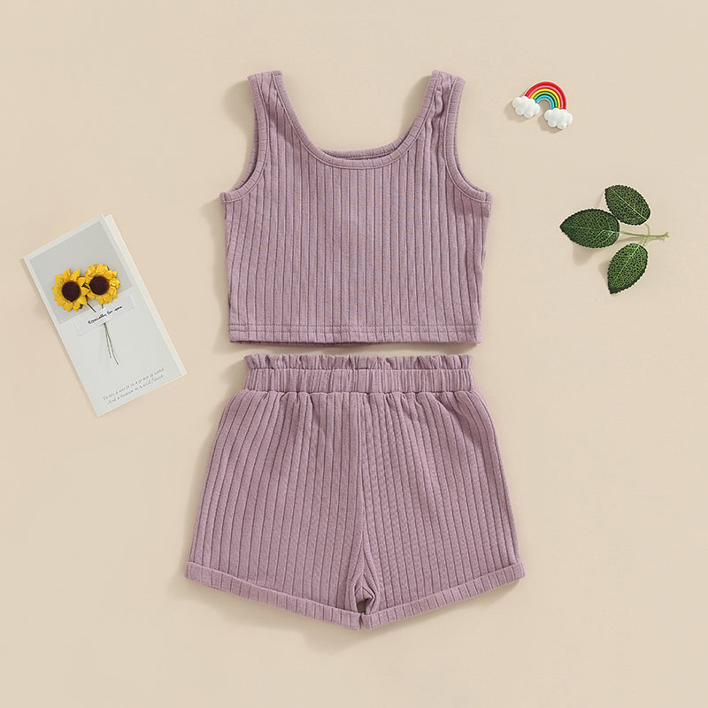 Lioraitiin 0-8Years Kid Girls 2Pcs Pants Suit Sleeveless Knitting