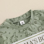 Lioraitiin Baby Boy Dinosaur Romper Letter Embroidery Short Sleeve