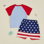 Lioraitiin Baby Boys Patriotic Outfits Tractor Embroidery Short