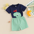 Lioraitiin Toddler Boys Outfits Golf Embroidered Short Sleeve Tops