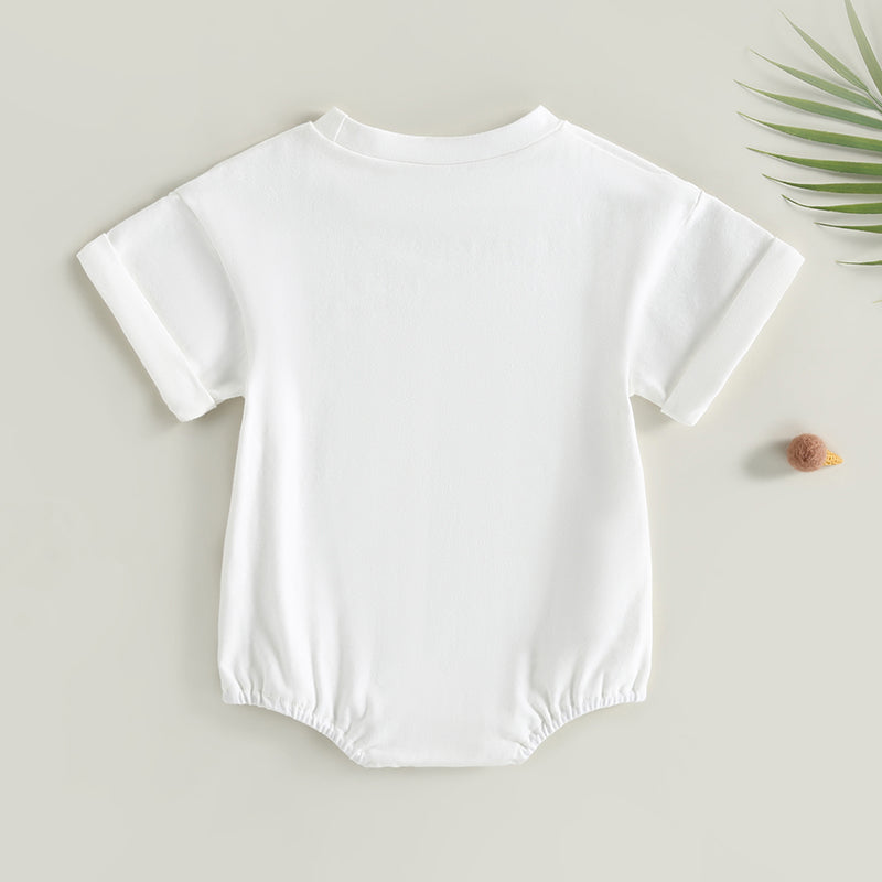 Lioraitiin 0-24M Baby Boys Girls Rompers Solid Short Sleeve O-neck