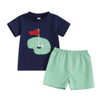 Lioraitiin Toddler Boys Outfits Golf Embroidered Short Sleeve Tops