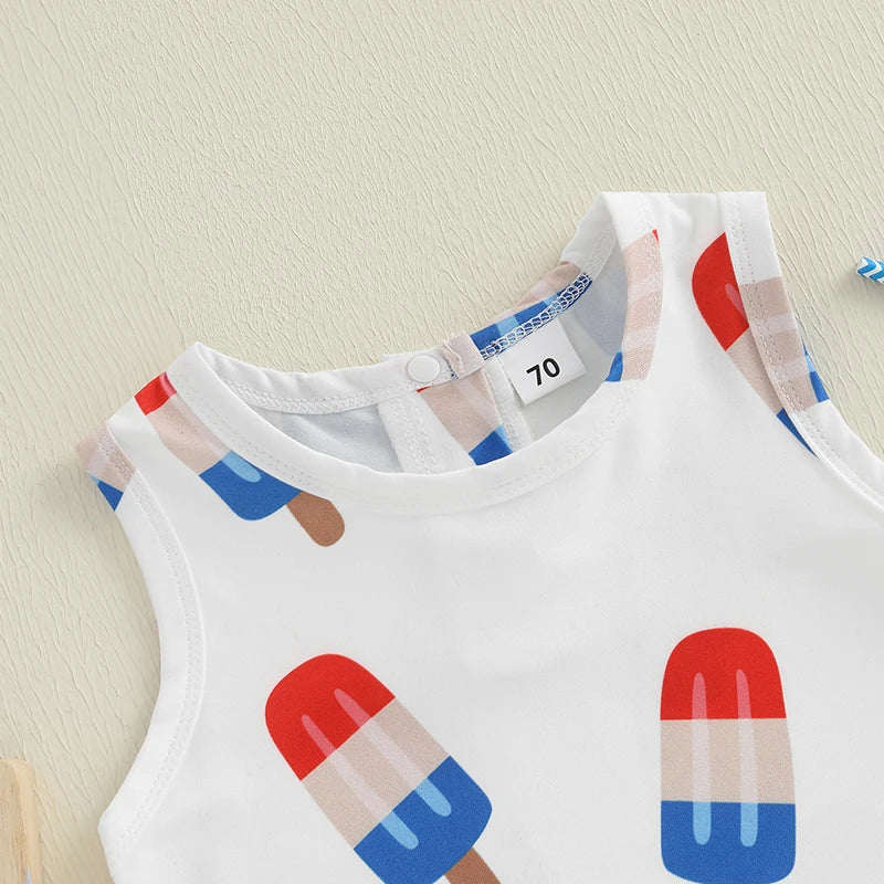 Lioraitiin Newborn Baby Boys Fourth of July Romper for Girls Cute