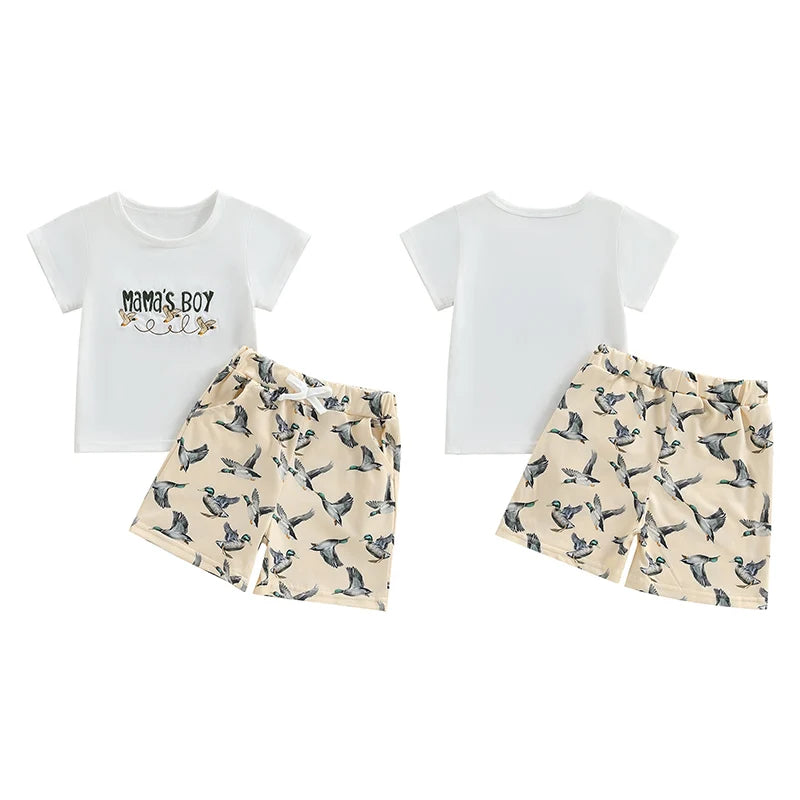Lioraitiin Toddler Baby Boy Duck Outfit Short Sleeve T-shirts Elastic
