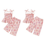 Lioraitiin Toddler Kid Baby Girl Set Sleeveless Lacing Strap Camisole