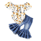 Lioraitiin 0-18M Newborn Baby Girl 2Pcs Fashion Yellow Sunflower