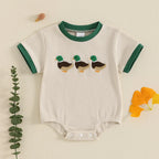 Lioraitiin Newborn Baby Boys Girls Romper Short Sleeve Crew Neck Duck