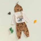 Lioraitiin Baby Boys 3PCS Outfit Sets Long Sleeve Letter Print Romper