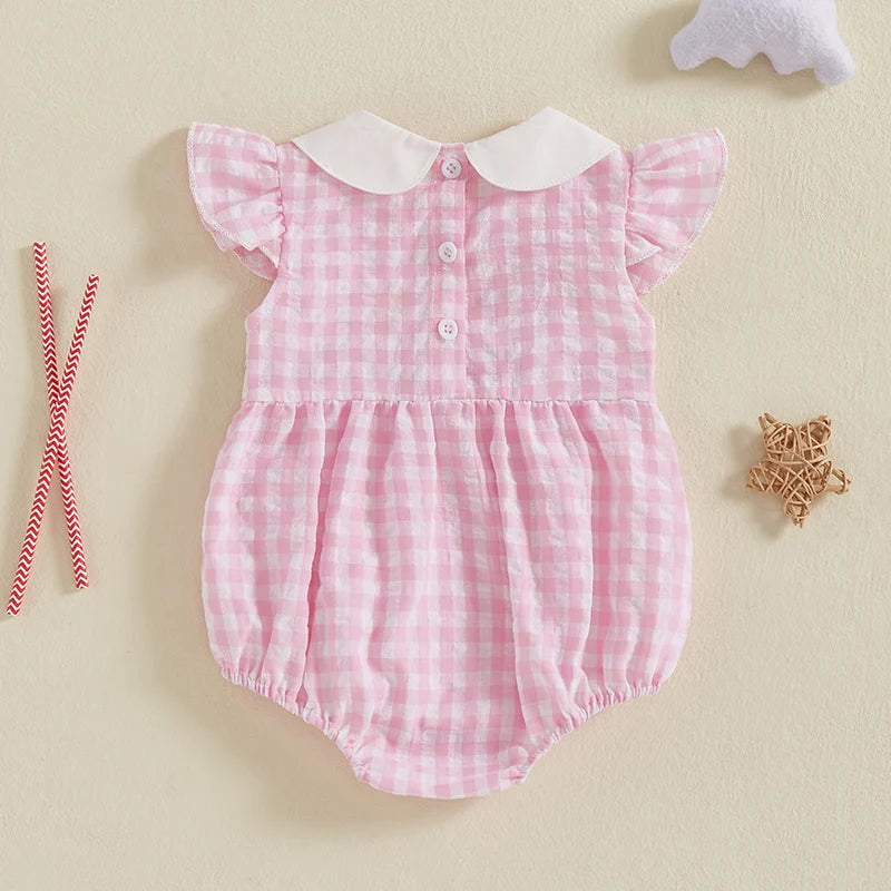 Lioraitiin Newborn Baby Girl 4th of July Romper Ruffle Sleeveless