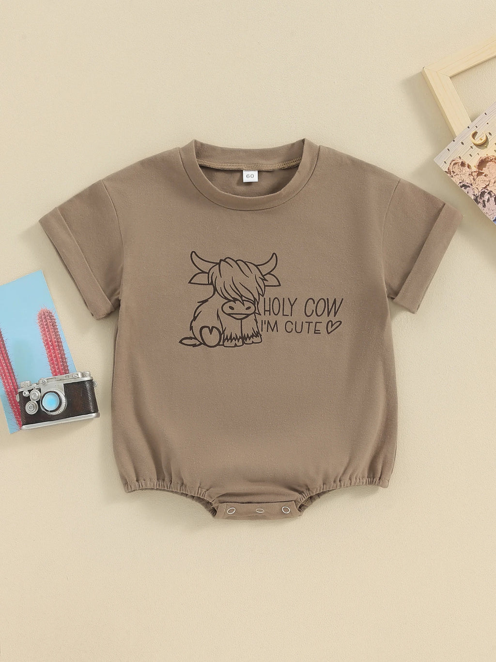 Lioraitiin Baby Boy Girl Western Cow Print Oversized Bubble Romper