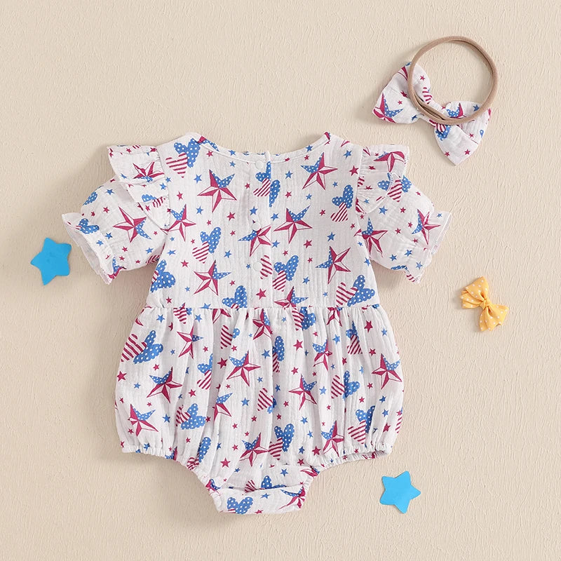Lioraitiin Baby Girl 4th of July Outfit Love Heart Star Pattern