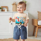 Lioraitiin Toddler Baby Boy 4th of July Outfit Star Truck Embroidery