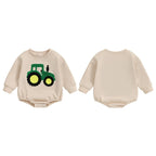 Lioraitiin Baby Girls Boys Romper Long Sleeve Crewneck Tractor