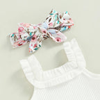 Lioraitiin 0-18M Infant Baby Girls Shorts Set Sleeveless Romper