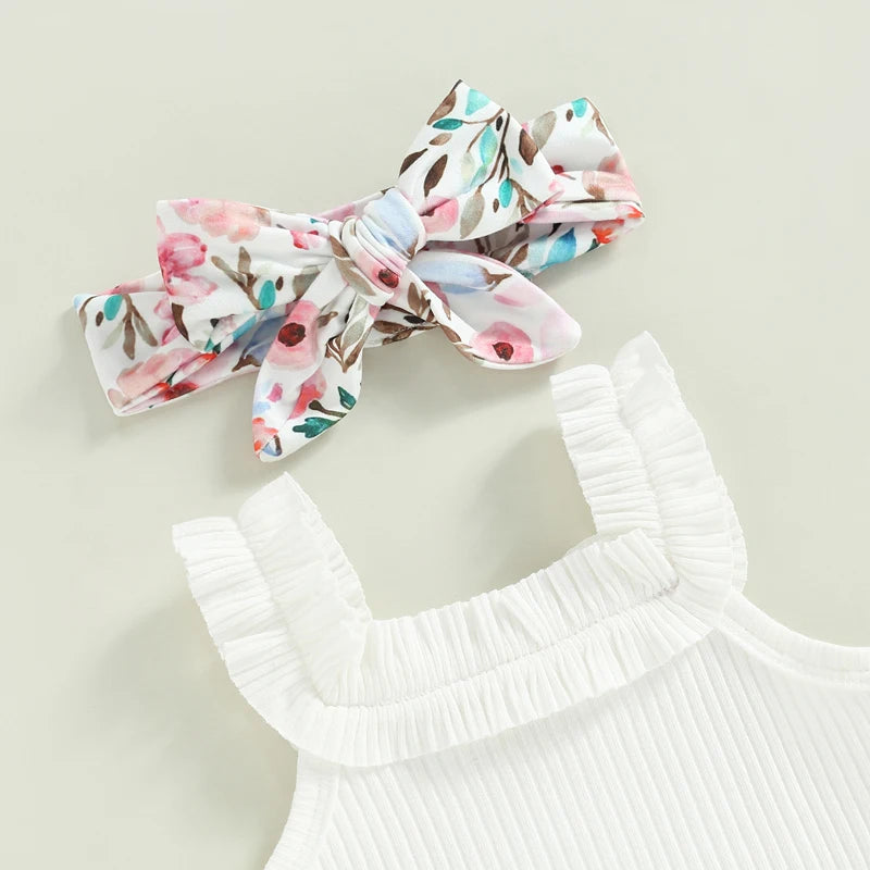 Lioraitiin 0-18M Infant Baby Girls Shorts Set Sleeveless Romper