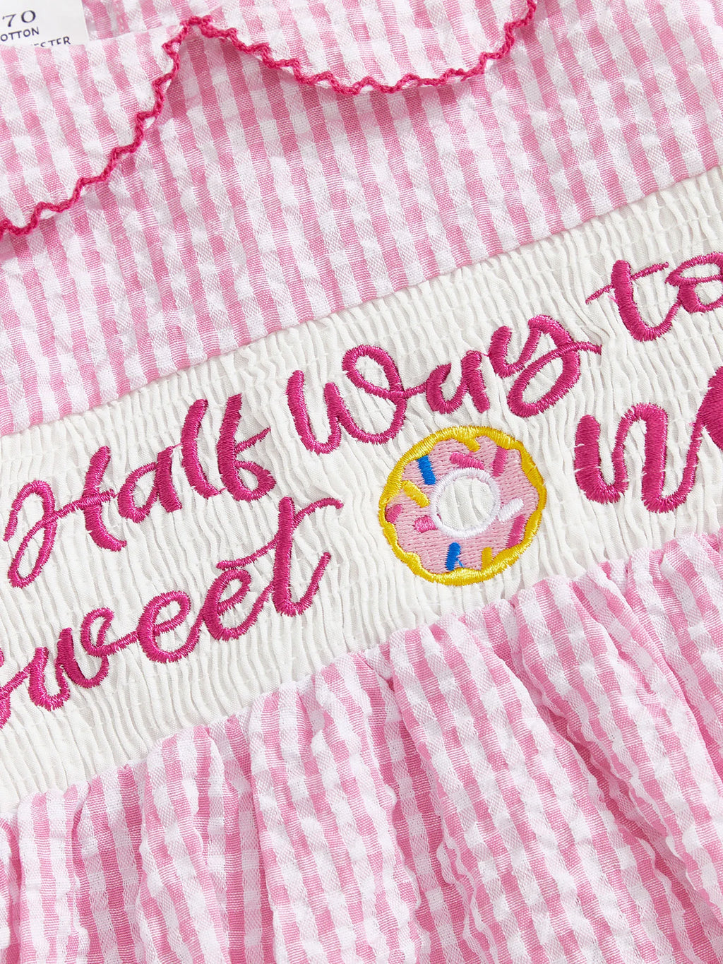 Lioraitiin Baby Girls Birthday Romper Plaid Print Letter Donut