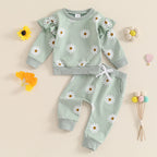 Lioraitiin Toddler Girl Outfit Daisy Print Long Sleeve Sweatshirt