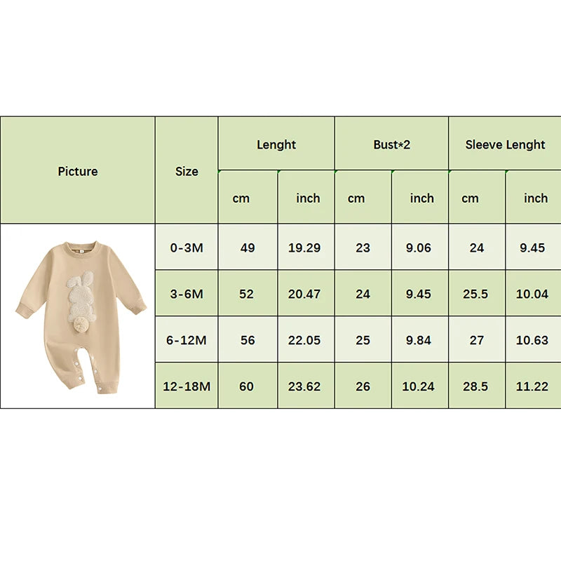 Lioraitiin Baby Girls Boys Easter Rompers Plush Bunny Embroidery Fur