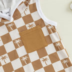 Lioraitiin Toddler Baby Boy Checkered Outfit Tree Print Sleeveless