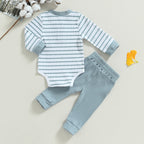 Lioraitiin 0-24M Infant Baby Boy 2Pcs Outfits Long Sleeve Striped