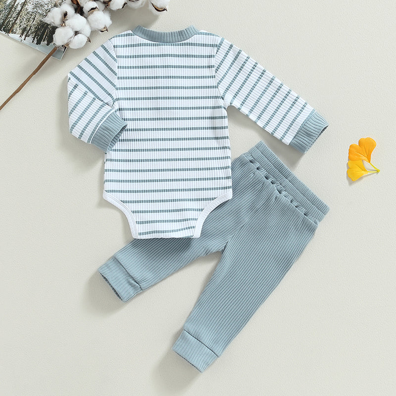Lioraitiin 0-24M Infant Baby Boy 2Pcs Outfits Long Sleeve Striped