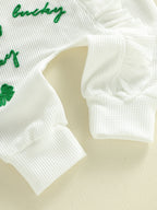 Lioraitiin Baby Girl Outfit Clover Letters Embroidery Ruffle Long