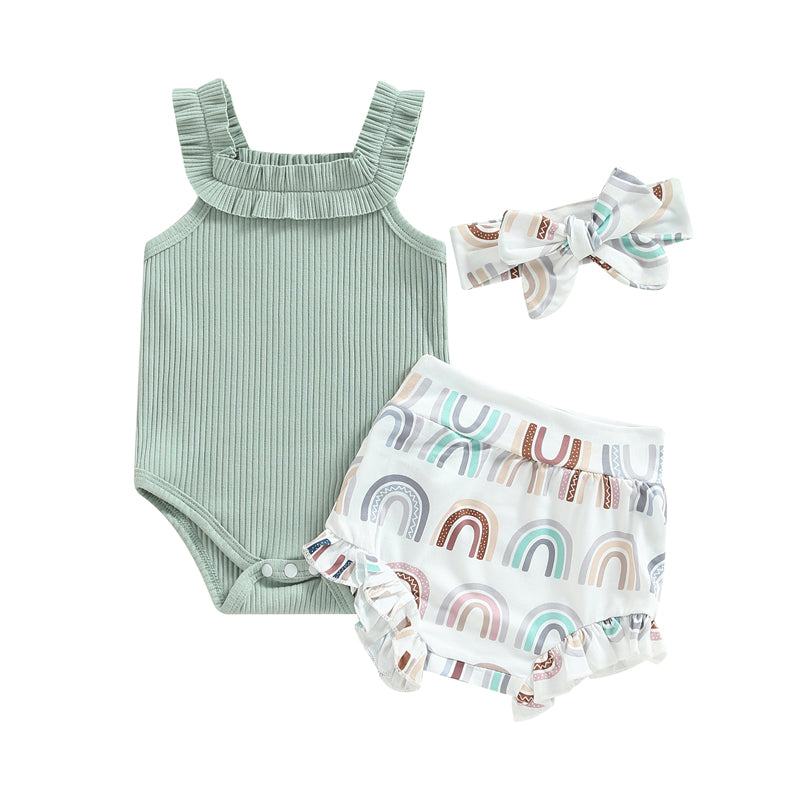 Lioraitiin 0-18M Infant Baby Girls Shorts Set Sleeveless Romper