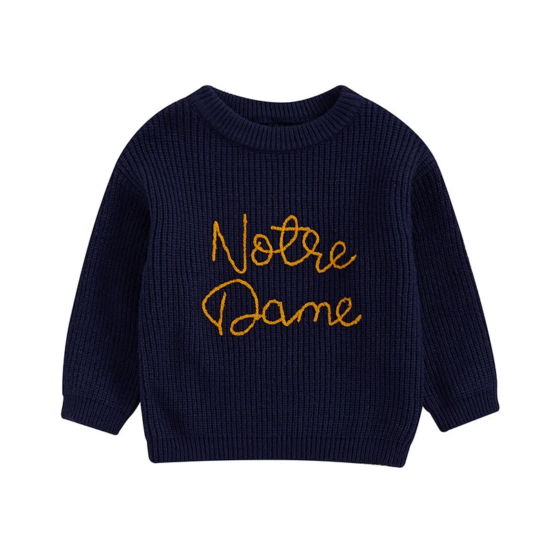 Lioraitiin 2 Colors Toddler Kids Baby Boys Sweater Letter Embroidery