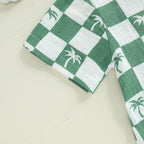 Lioraitiin Newborn Baby Boy Romper Short Sleeve Round Neck Checkered