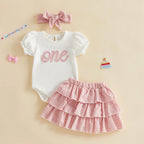 Lioraitiin Baby Girl 1st Birthday Outfit Cute Short Sleeve Letters