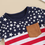 Lioraitiin Toddler Baby Boy 4th of July Outfits O-Neck Short Sleeve