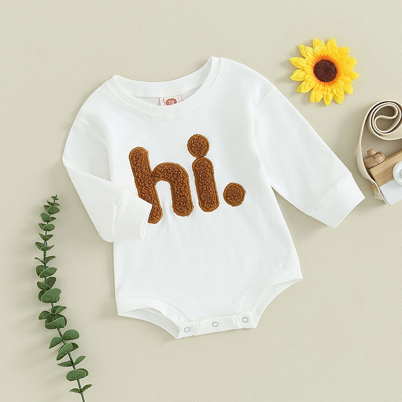 Lioraitiin 0-18M Infant Baby Girls Bodysuit Crewneck Beige Long