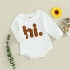Lioraitiin 0-18M Infant Baby Girls Bodysuit Crewneck Beige Long
