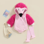 Lioraitiin 0-24M Newborn Baby Girl Flamingo Costume Fuzzy Long Sleeve