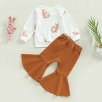 Lioraitiin 0-4Years Toddler Girls Easter Set Rabbit Print Long Sleeve