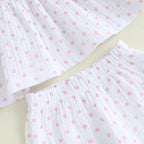 Lioraitiin Toddler Girl Outfits Plaid/Dot Print Spaghetti Strap Tank