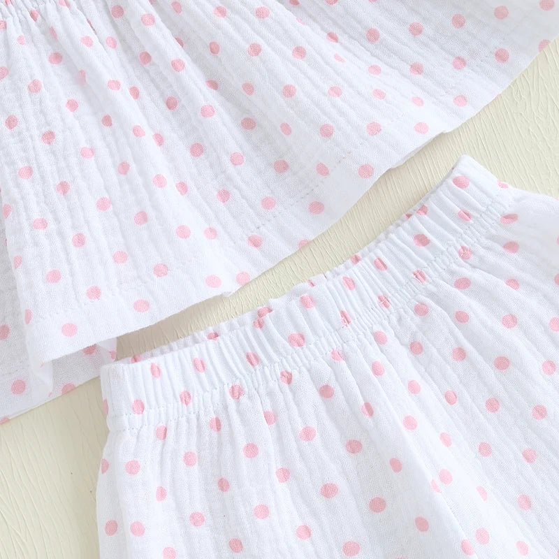 Lioraitiin Toddler Girl Outfits Plaid/Dot Print Spaghetti Strap Tank