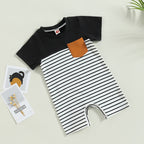 Lioraitiin 0-18M Baby Boys Romper Short Sleeve Crew Neck Striped