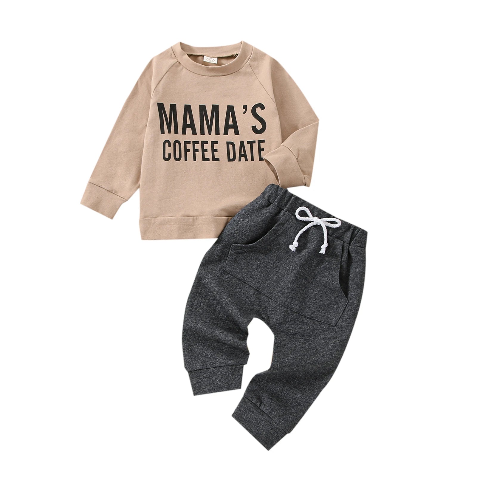 Lioraitiin 0-3Years 2Pcs Baby Boys Outfit Letter Print Long Sleeve