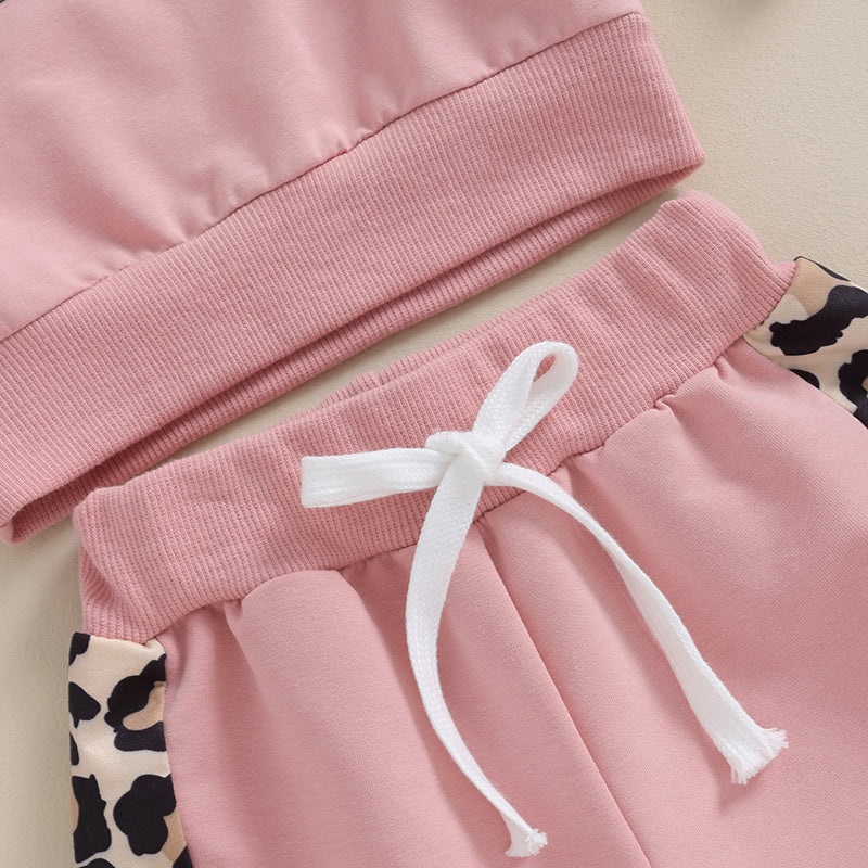 Lioraitiin 0-3Y Newborn Baby Girls Set Letter & Leopard Print Long