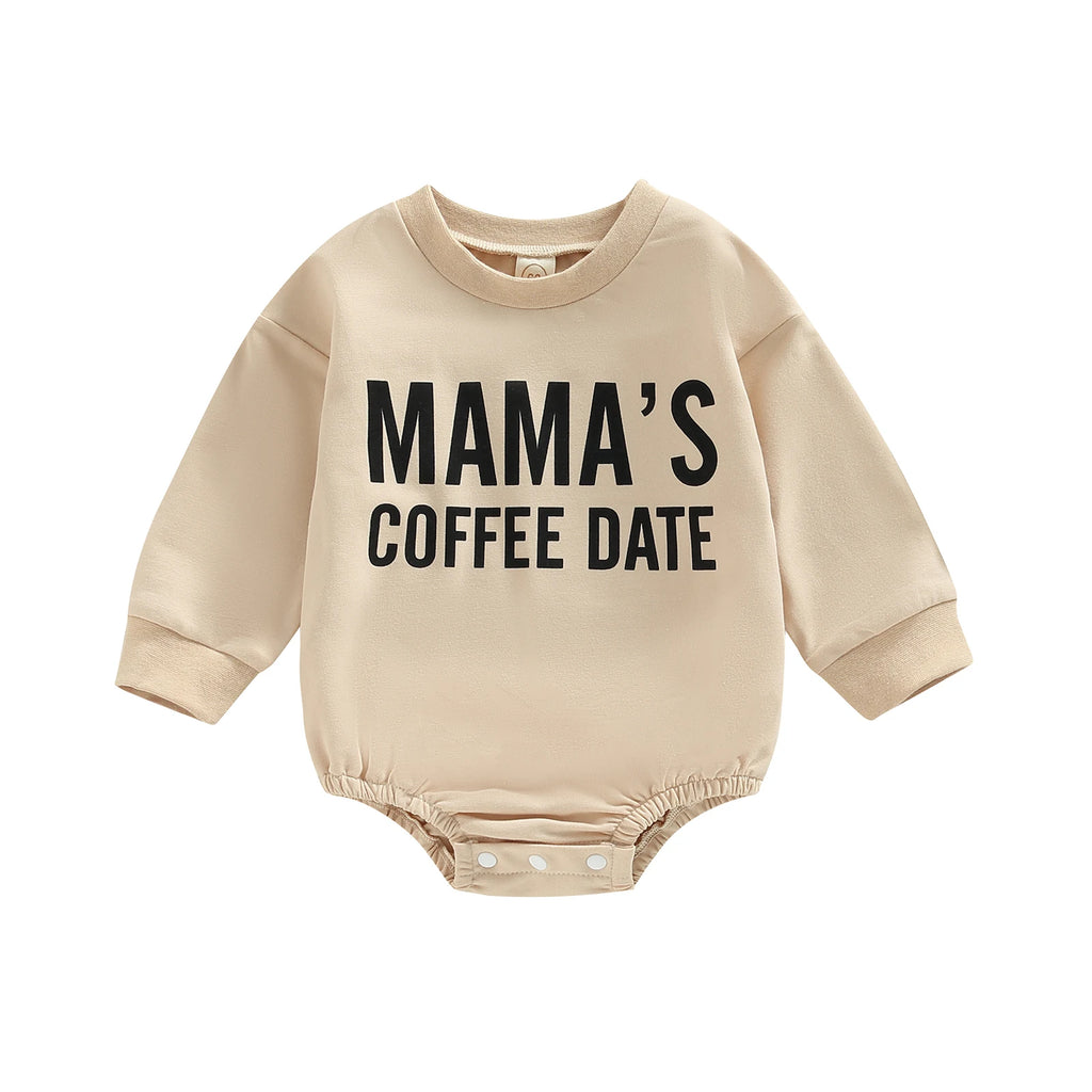Lioraitiin 0-12M Infant Baby Boy Girl Bodysuit Letter MAMA's Coffee