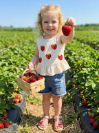 Baby Girls Outfits Floral Strawberry Patch Tank Tops and Ripped Denim