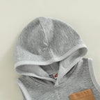 Lioraitiin 0-3Years Toddler Baby Girl Boy 2Pcs Sleeveless Hooded Top