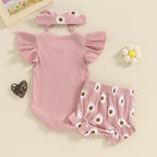 Lioraitiin 0-18M Baby Girls Shorts Sets Flying Sleeve Letter Print