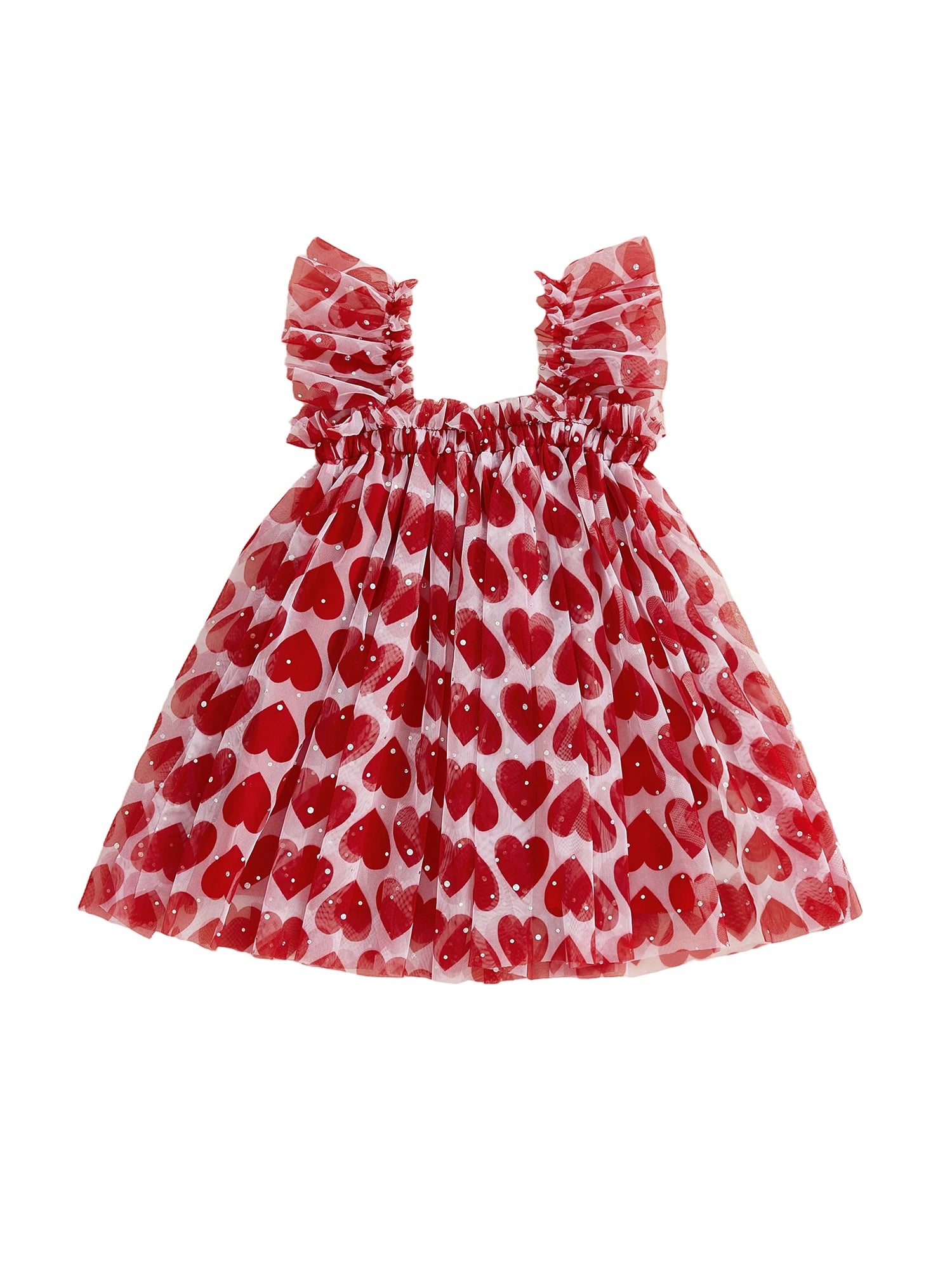 Lioraitiin Toddler Baby Girl Sleeveless Dress with Ruffled Straps Red
